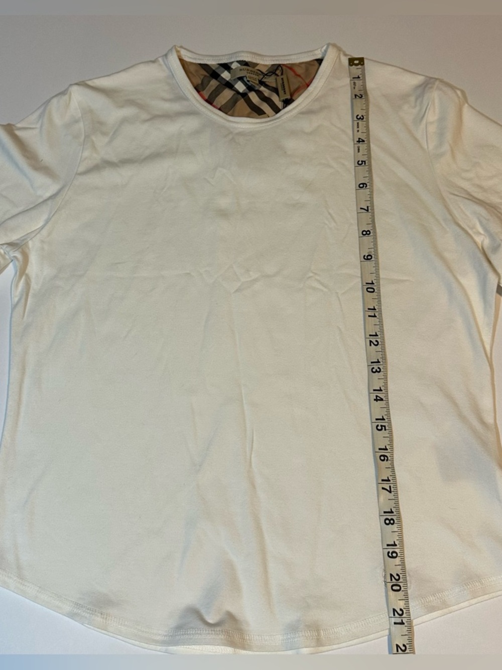 BURBERRY Crew Neck Shirt Top Cotton Stretch Nova Check Elbow Patches - Picture 6 of 8